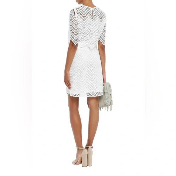 Maje Rosalba Ivory Chevron Lace Mini Dress - Little White Dress - multiple sizes - Picture 5 of 8